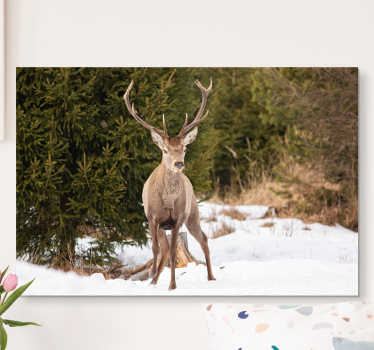 Hirsch Bild Leinwand Winterlandschaft mit - TenStickers