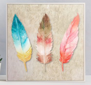 Leinwandbild Feder Plumas coloridas pintadas de acuarela - TenStickers