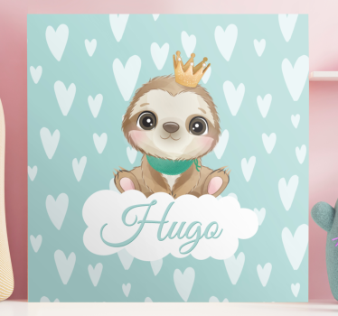 Leinwandbild Kinderzimmer Süßes Faultier- Name - TenStickers