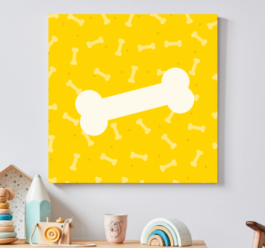 Leinwandbild Hund Süßer gelber Hintergrund hundeknochen - TenStickers