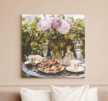 Leinwandbild Landschaft Cottagecore romantischer Tisch - TenStickers