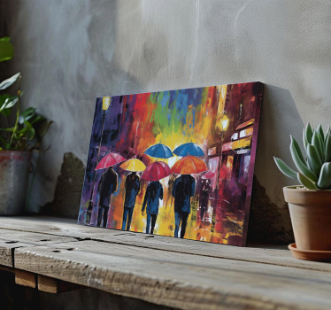 Leinwandbild Menschen regenschirme malerei - TenStickers
