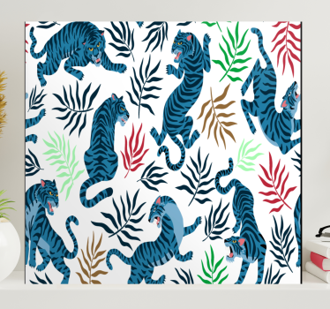 Wandbild Tier tropisches tigermuster - TenStickers