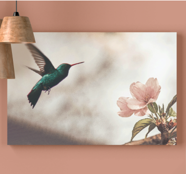 Leinwandbild vogel kolibri und blüten - TenStickers