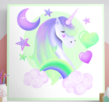 Wandbild Einhorn Einhörner herz und regenbogen - TenStickers