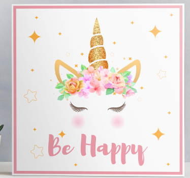 Wandbild Einhorn Einhörner phrase glücklich sein - TenStickers