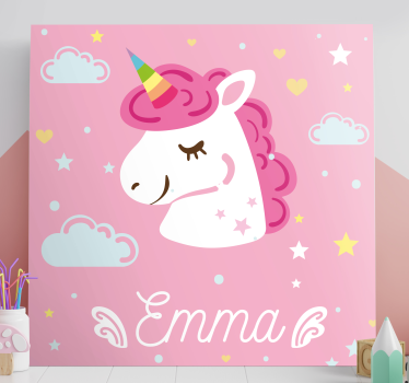 Wandbild Einhorn Rosa einhörner mit Namen - TenStickers
