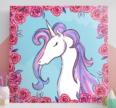 Wandbild Einhorn Unicornios tonos lila - TenStickers