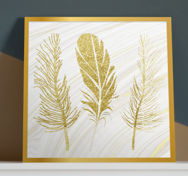 Wandbild federn goldenes federn trio - TenStickers
