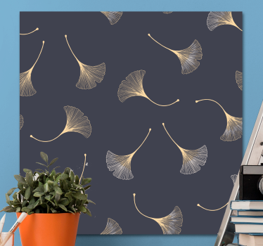 Wandbild modern Ginkgoblatt marine & gold - TenStickers