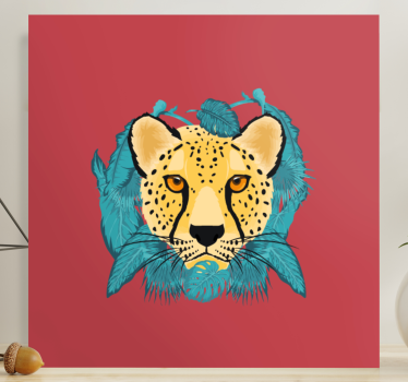 Wandbild tier gepard mit laub - TenStickers