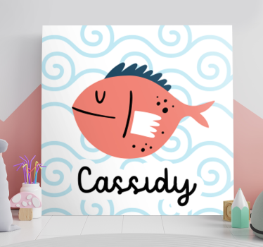 Wandbild Tier Lächelnder Fisch mit Namen - TenStickers