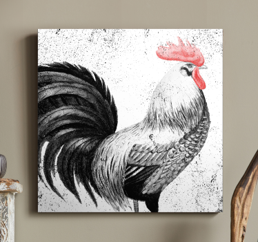 Wandbild Vogel Schwarzer und roter hahn - TenStickers