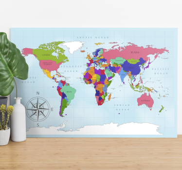 Wandbild Weltkarte Blaue weltkarte - TenStickers