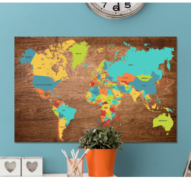 Wandbild Weltkarte Holzstruktur - TenStickers