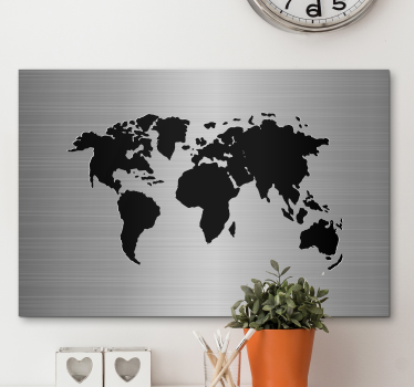 Wandbild Weltkarte Weltkarte mit metalleffekt - TenStickers