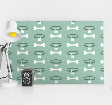 Wandbilder hunde mit knochen und halsband muster - TenStickers