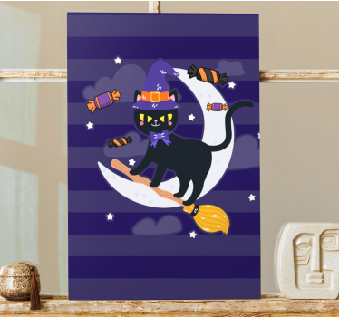 Wandbilder katzen schwarze katzenhexe - TenStickers