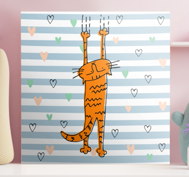 Wandbilder katzen verspielt orangefarbene katze - TenStickers