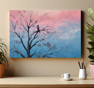 Kunst auf Leinwand ein vogel in einem baum - TenStickers