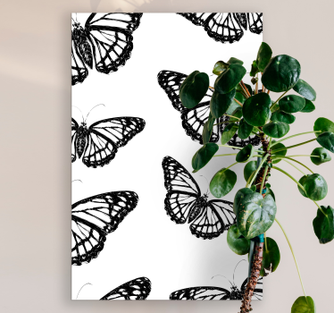 Wandbilder Wohnzimmer Schwarz-weißer schmetterlingsflügel - TenStickers