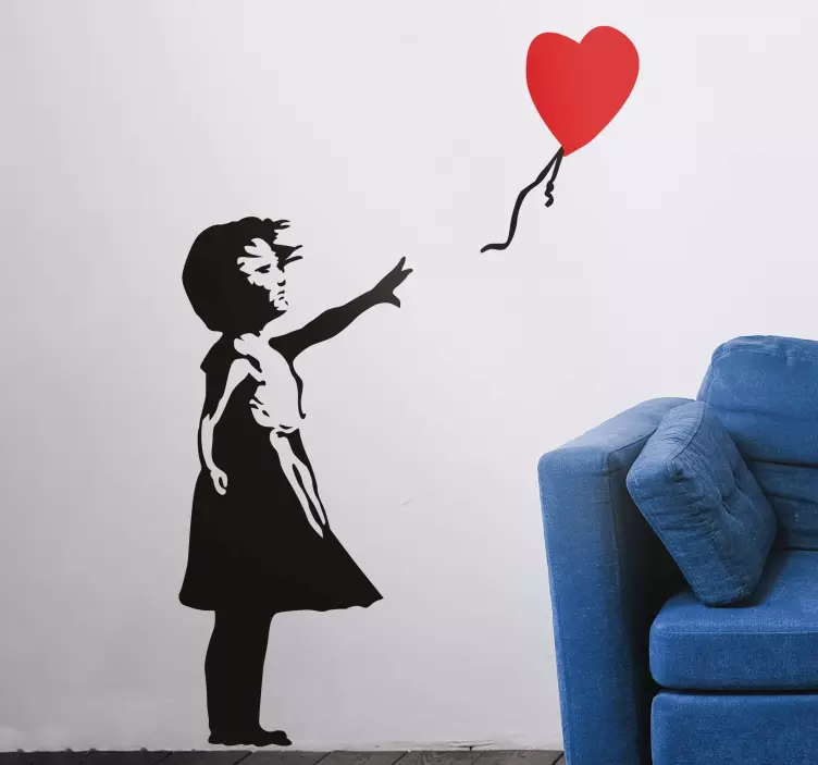 Banksy Wandtattoo Mädchen mit Herzluftballon - TenStickers