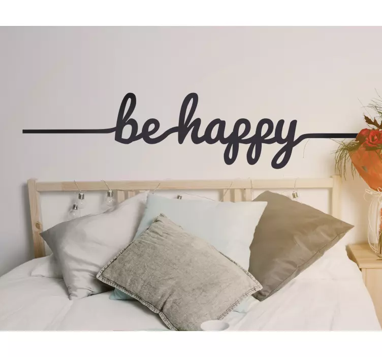 Wandtattoo schwarzer Text be Happy - TenStickers