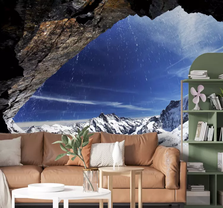 Gebirge mit Schnee Fototapete - TenStickers