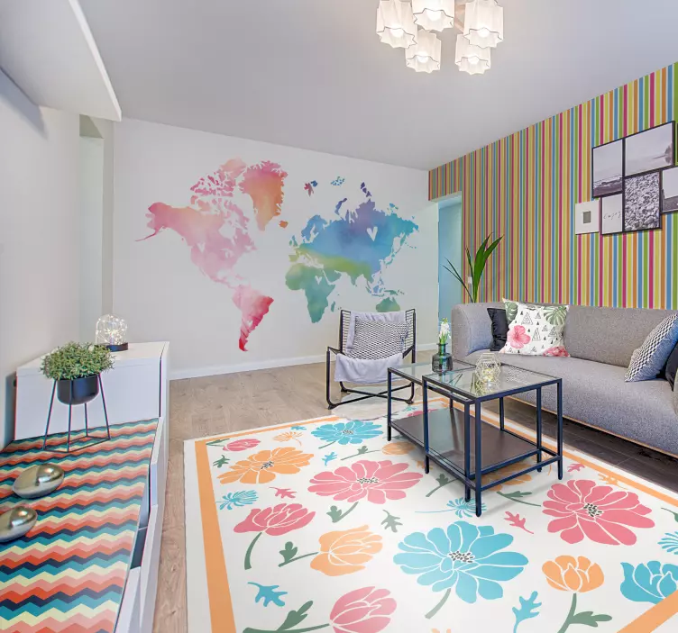 Weltkarte Aquarell Wandtattoo - TenStickers