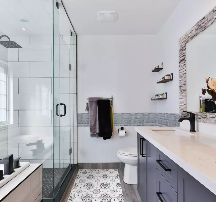 Bordüre selbstklebend Graue quadrate und rechtecke - TenStickers