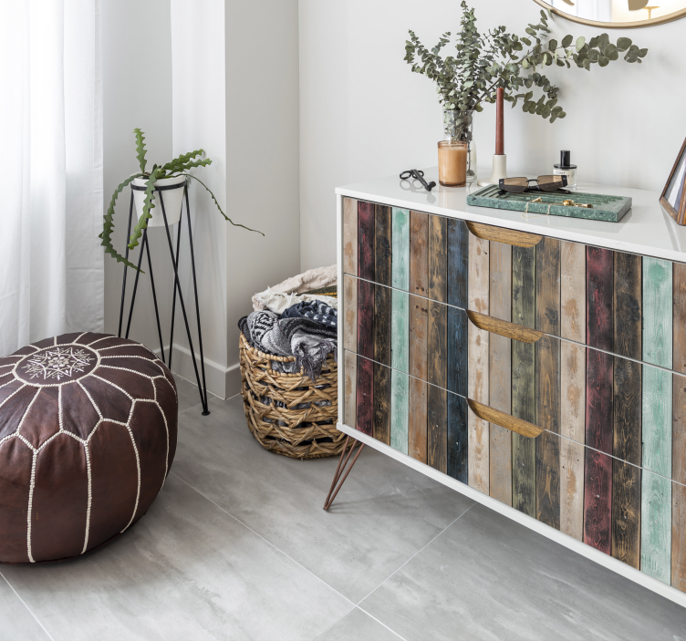 Klebefolie Möbel Bunt bemalte vertikale bretter - TenStickers