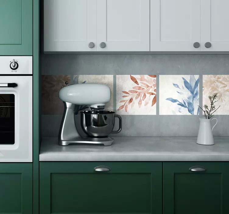 Klebefliesen florales aquarellmuster - TenStickers