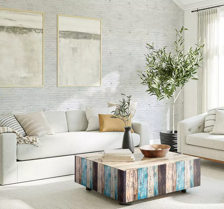 Bemalte holz wohnzimmer Wandtattoo - TenStickers