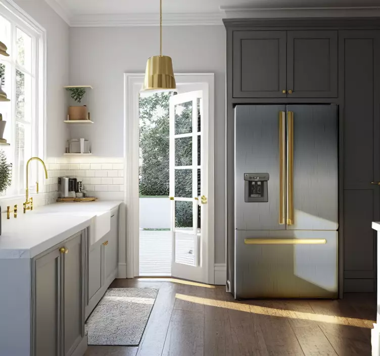 Kühlschrank Aufkleber mit Stahl Muster - TenStickers