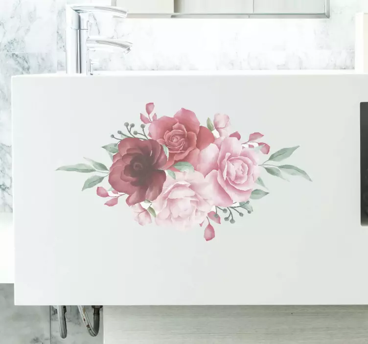 Wandtattoo Blume Aquarelleffekt der roten und rosa rosen - TenStickers