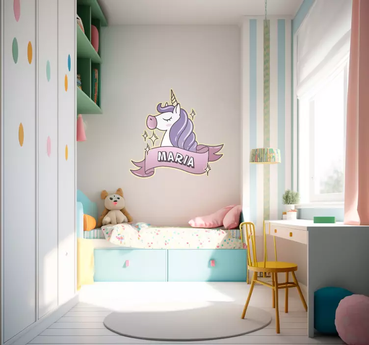 Wandtattoo personalisierbares Einhorn - TenStickers