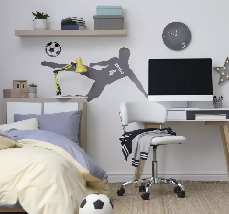 Wandtattoo Jugendzimmer personalisierbarer Fußballspieler - TenStickers