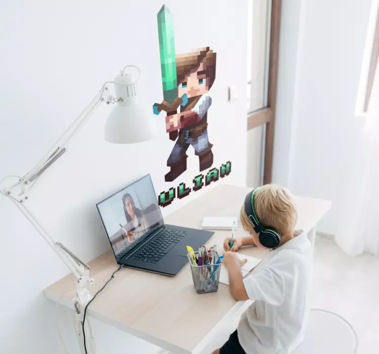 Wandtattoo Videospiel Figur mit Schwert - TenStickers