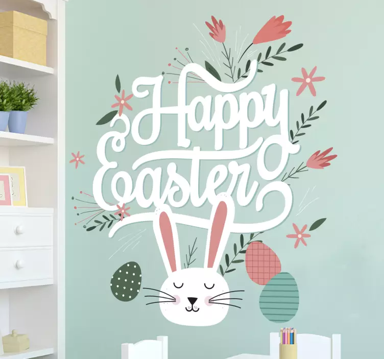 Wandtattoo Hase Happy Easter - TenStickers