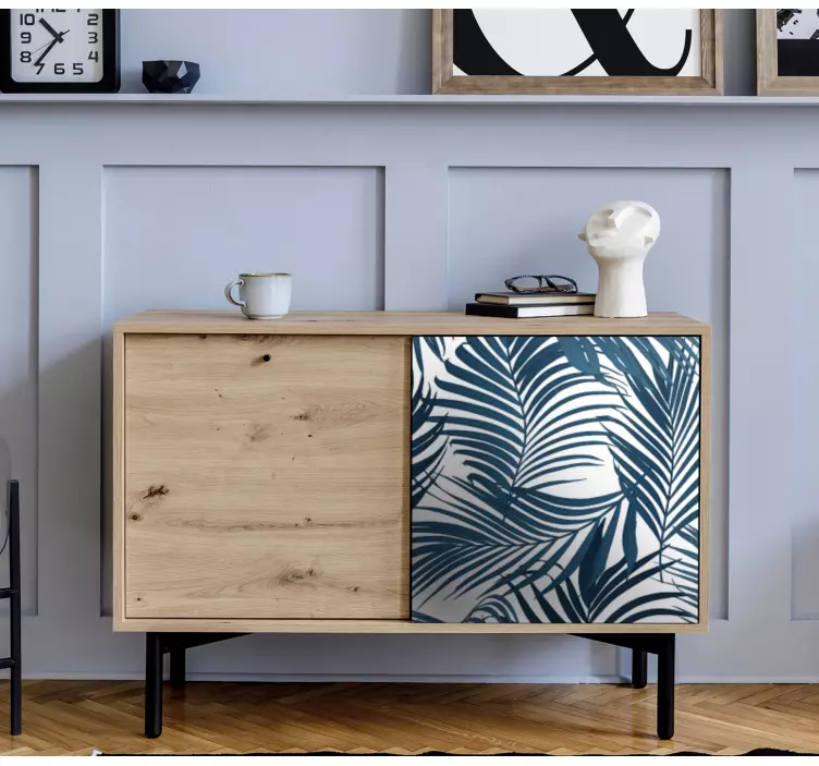 Klebefolie Möbel Blaues palmblatt-design - TenStickers