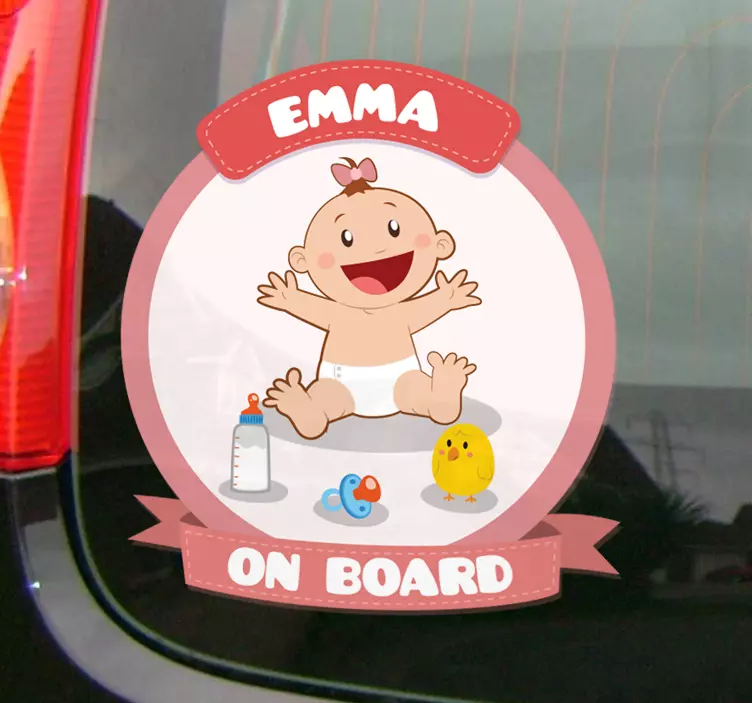 Baby on Board Aufkleber verspieltes Mädchen mit Namen - TenStickers