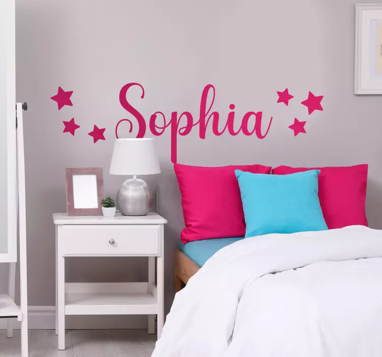 Wandtattoo Schlafzimmer Name und Sterne - TenStickers