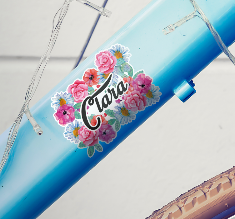 Fahrrad Aufkleber Blumen mit Namen - TenStickers