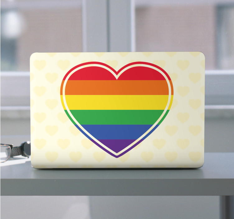 Laptop Aufkleber Gay pride flach in herzform - TenStickers