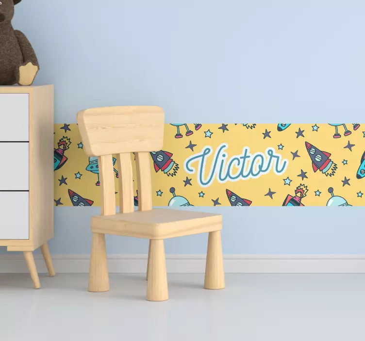 Anpassbarer Name Weltall Bordüren Aufkleber - TenStickers