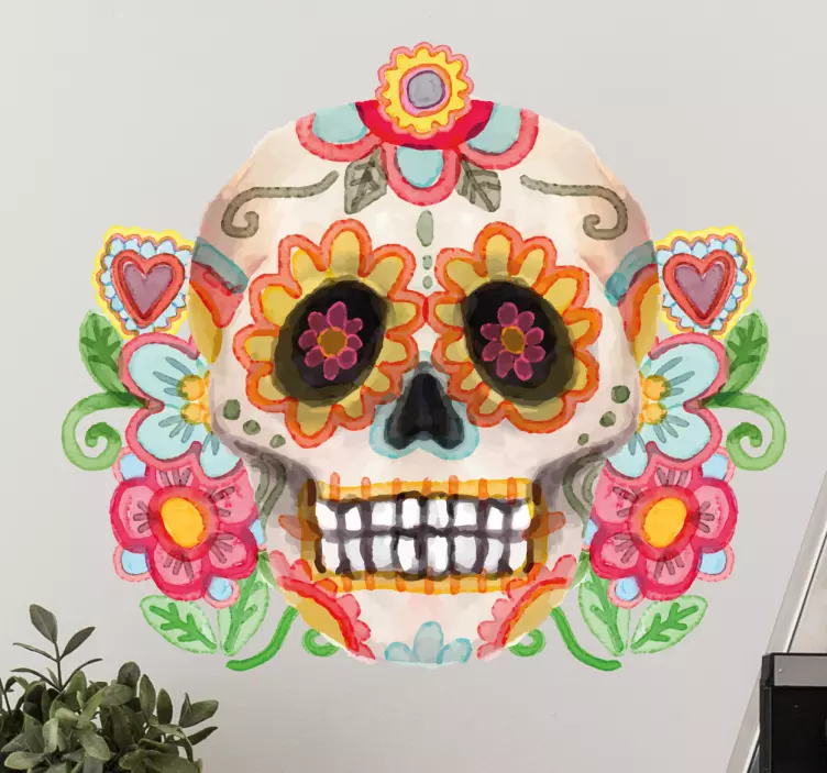 Aquarell Wandtattoo día de muertos - TenStickers