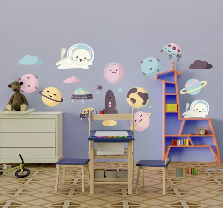 Astronauten im weltraum Kinder Wandtattoo - TenStickers
