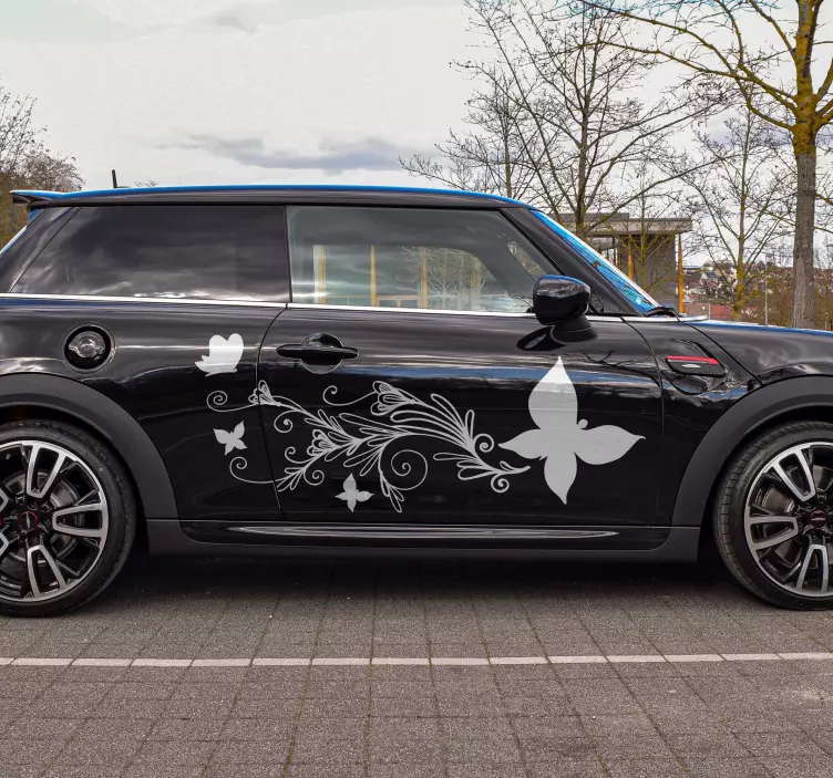Blumen und Schmetterling Aufkeber für Auto - TenStickers