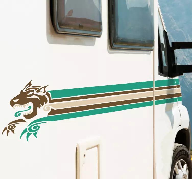 Aufkleber Fahrzeug Campingvan Linien Wolf - TenStickers