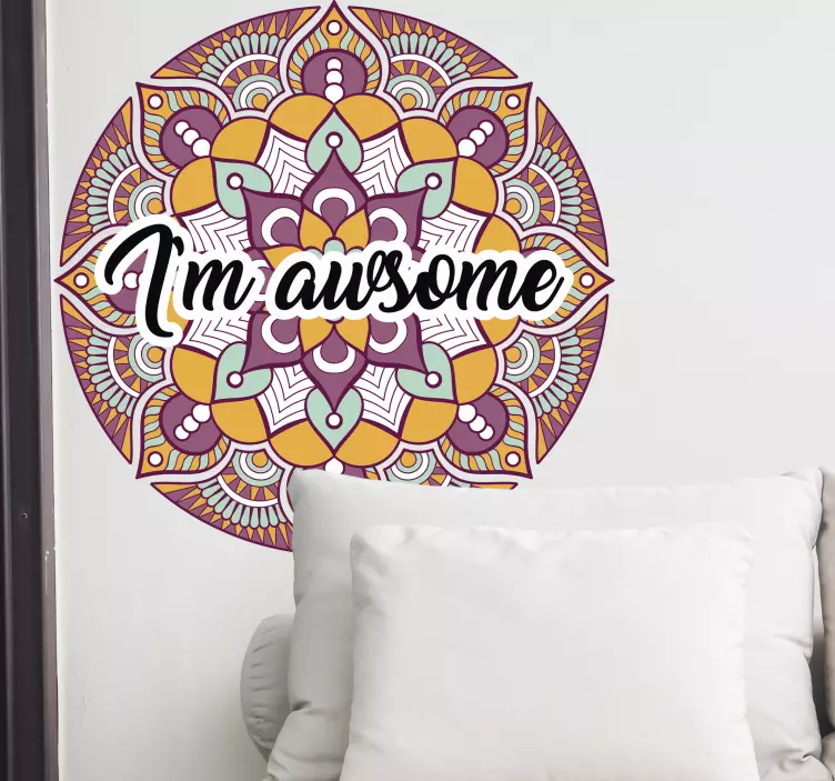 Wandtattoo floral Feder mandala ich bin super - TenStickers